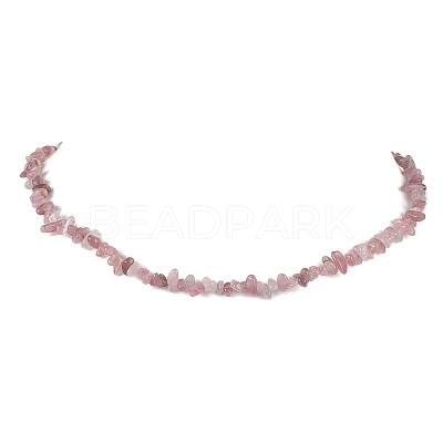 Natural Rose Quartz Chip Beaded Necklace NJEW-JN04615-13-1