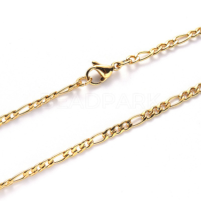 PVD Vacuum Plating 304 Stainless Steel Figaro Chain Necklaces NJEW-S420-003C-G-1