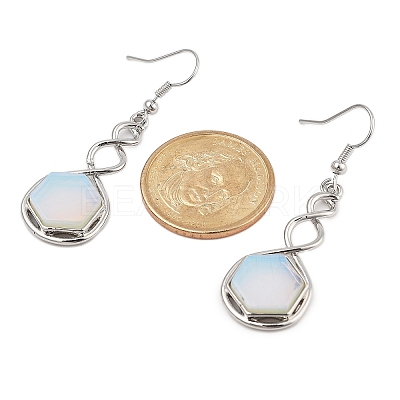 Hexagon Opalite Dangle Earrings EJEW-K298-01P-06-1
