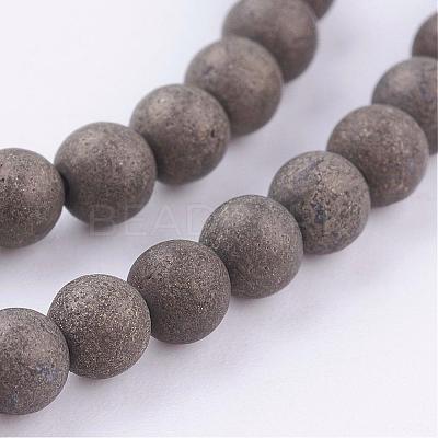 Natural Pyrite Beads Strands G-P303-03-4mm-8-1