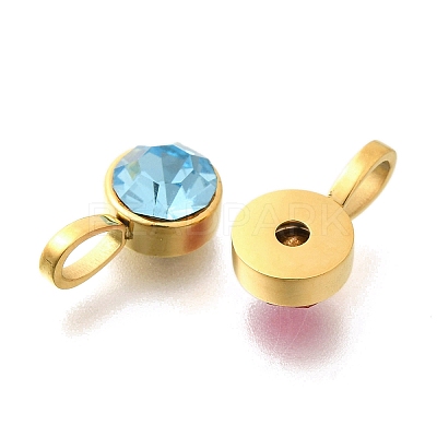 Ion Plating(IP) 304 Stainless Steel Micro Pave Rhinestonea Pendants STAS-K263-75B-G-1