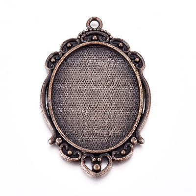 Tibetan Style Pendant Cabochon Settings TIBEP-A22962-R-FF-1