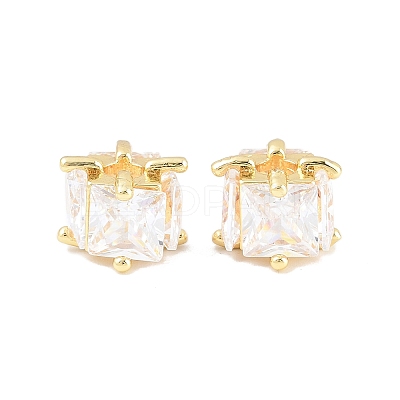 Brass Pave Clear Cubic Zirconia Beads CU-CBAF71E-01G-1