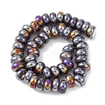 Electroplate Handmade Porcelain European Beads PORC-K010-07-1