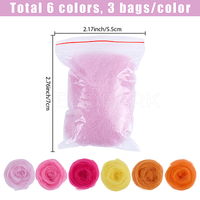 18Pcs 6 Colors DIY Wool Roving DIY-SP0005-80C-1