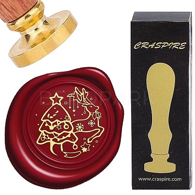 Brass Wax Seal Stamps with Wood Handle AJEW-WH0412-0091-1