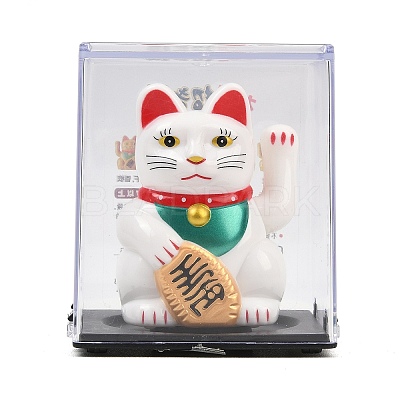 ABS Plastic Solar Powered Maneki-neko Figurines DJEW-B017-01B-01-1