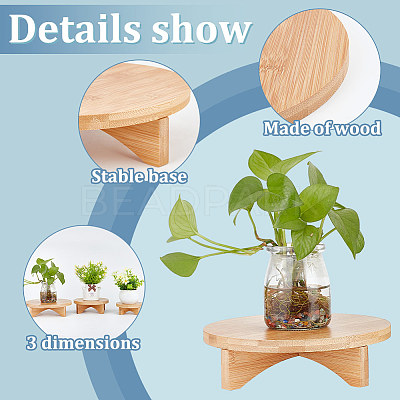 3 Sets 3 Style Wood Holder for Planter Pots AJEW-BC0006-54-1