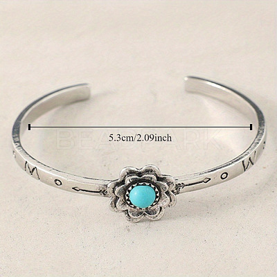 Retro Alloy and Synthetic Turquoise Cuff Bangles for Women FS-WG1808F-01-1