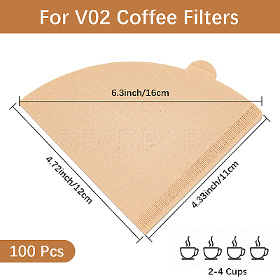 100Pcs Paper Coffee Filters FIND-CN0002-08-1