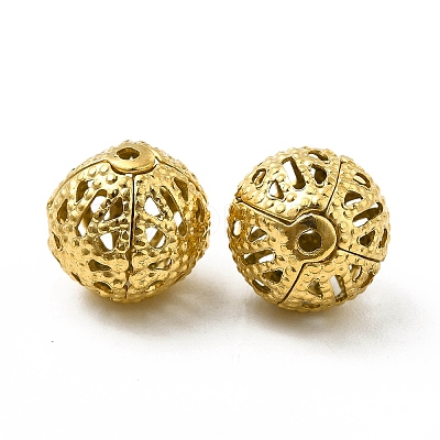 304 Stainless Steel Hollow Round Beads STAS-P319-13G-1