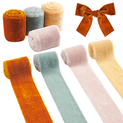 4 Yards 4 Colors Frayed Velvet Ribbon SRIB-WR0001-08A-1