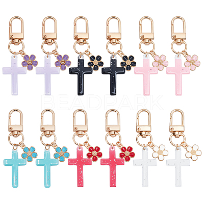 12Pcs 6 Colors Resin & Alloy Enamel Pendant Decorations HJEW-HY00177-1