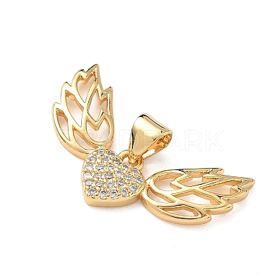 Brass Micro Pave Clear Cubic Zirconia Pendants KK-F930-23A-G-1