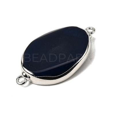 Natural Agate(Dyed & Heated) Oval Links Connector Charms G-P614-06P-01-1
