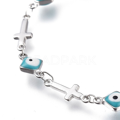 304 Stainless Steel Link Bracelets BJEW-M203-08P-1