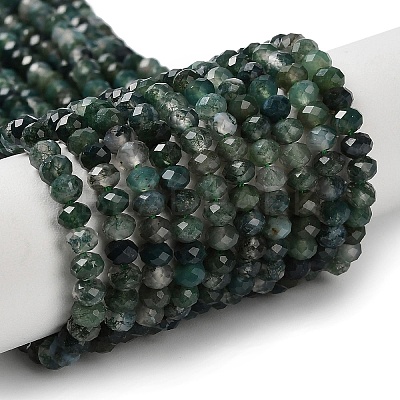 Natural Moss Agate Beads Strands G-C228-A01-3x4mm-1