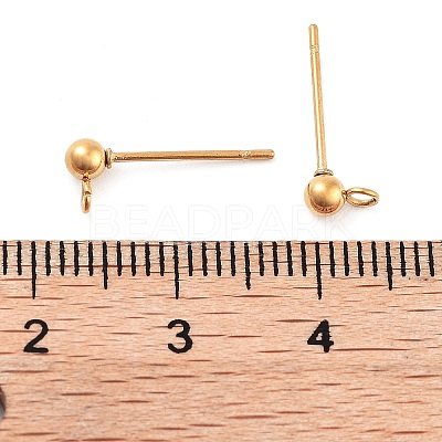 Ion Plating(IP) 304 Stainless Steel Ball Post Stud Earring Findings X-STAS-E163-44G-01-1