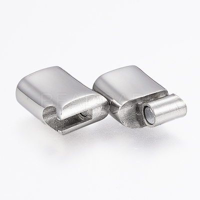 Tarnish Resistant 304 Stainless Steel Magnetic Clasps with Glue-in Ends STAS-F130-92P-1