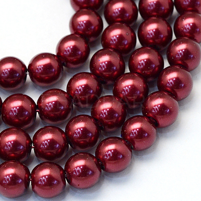 Baking Paint Pearlized Glass Pearl Round Bead Strands X-HY-Q003-6mm-39-1