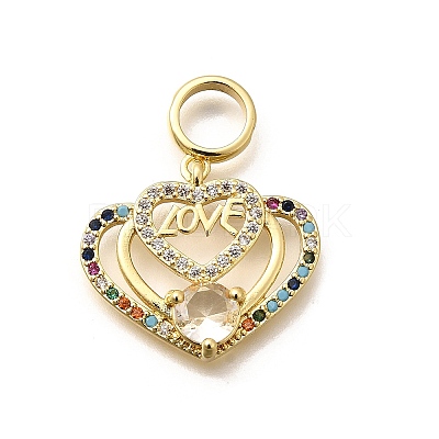 Rack Plating Brass Micro Pave Cubic Zirconia Pendants KK-L226-001G-01-1