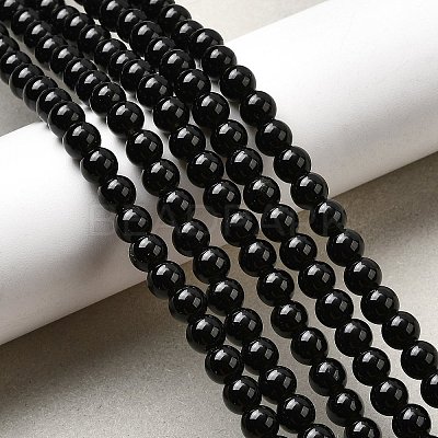 Natural Black Obsidian Beads Strands G-L632-A01-6mm-1