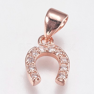 Brass Micro Pave Cubic Zirconia Charms ZIRC-E145-27RG-1