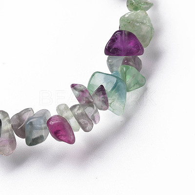 Unisex Chip Natural Fluorite Beaded Stretch Bracelets BJEW-S143-14-1