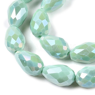Opaque Solid Color Electroplate Glass Beads Strands EGLA-N013-P10mm-B14-1