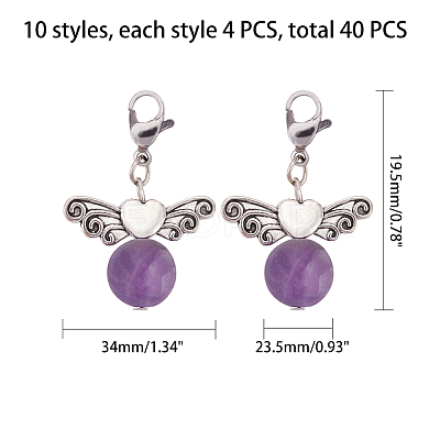 Angel Theme Natural Gemstone Pendants HJEW-PH0001-20AS-1