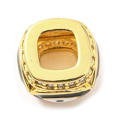 Rack Plating Brass Micro Pave Cubic Zirconia Evil Eye European Beads with Enamel KK-M247-34G-03-1