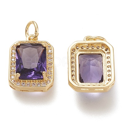 Brass Glass Charms ZIRC-F116-09B-G-1