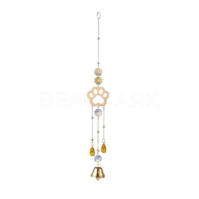 Faceted Glass Teardrop & Octagon Hanging Suncatcher HJEW-I010-02B-1