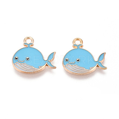 Marine Animals Alloy Enamel Pendants X-ENAM-T022-34B-1