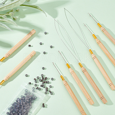 8Pcs Wood Handle Iron Crochet Hook Needles TOOL-FG0001-07-1