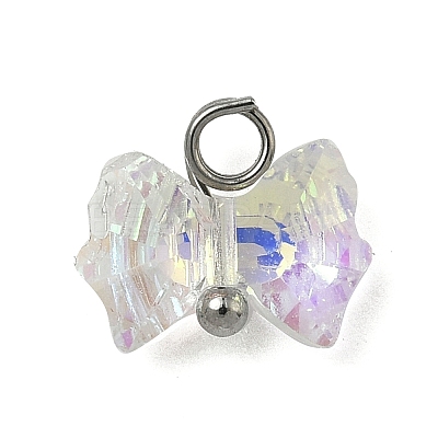 4Pcs 4 Colors Electroplate Glass Charms PALLOY-JF04402-02-1