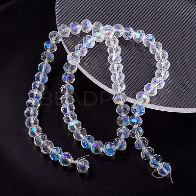 Electroplate Transparent Glass Beads Strands EGLA-YW0001-65B-1