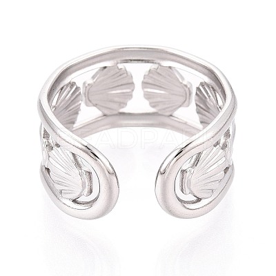 304 Stainless Steel Cuff Rings for Women RJEW-N052-06P-1
