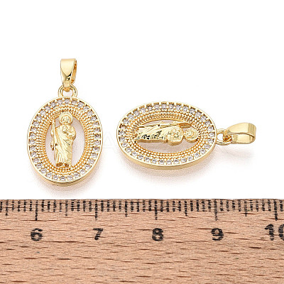 Religion Brass Micro Pave Cubic Zirconia Pendants KK-T073-49G-1