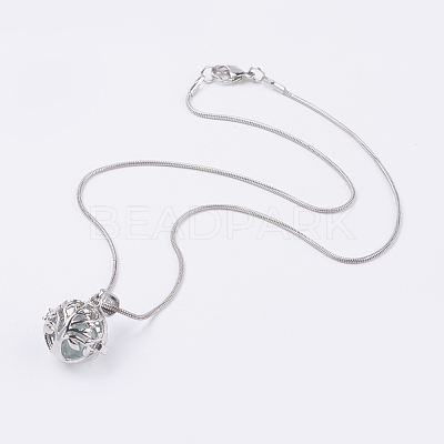 Brass Prayer Box Pendant Necklaces NJEW-JN02071-1