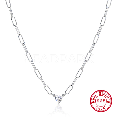 Anti-Tarnish 925 Sterling Silver Cubic Zirconia Pendant Necklaces for Women UW1038-1-1