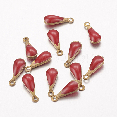 Antique Golden Plated Brass Enamel teardrop X-KK-Q571-01G-1
