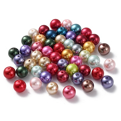 Baking Paint Pearlized Glass Pearl Round Bead Strands HY-Q004-12mm-M-1
