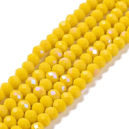 Electroplate Opaque Solid Color Glass Beads Strands EGLA-A044-P2mm-L04-1