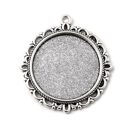Tibetan Style Alloy Pendant Cabochon Settings X-TIBE-T003-06AS-RS-1