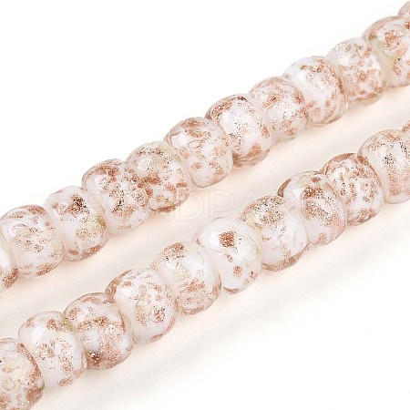 Luminous Handmade Gold Foil Glass Beads Strands FOIL-N029-02A-10-1