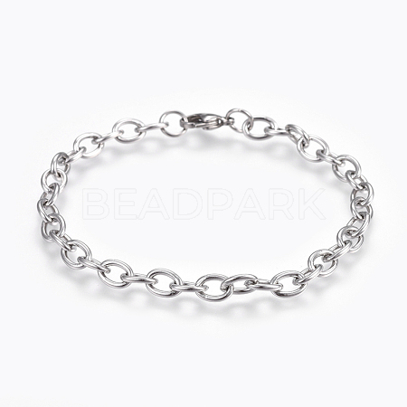 Tarnish Resistant 304 Stainless Steel Cable Chain Bracelets BJEW-P239-05-1