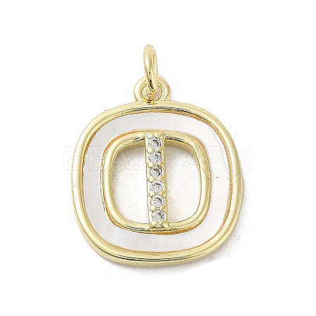 Rack Plating Brass Micro Pave Clear Cubic Zirconia Pendants KK-E102-33G-I-1