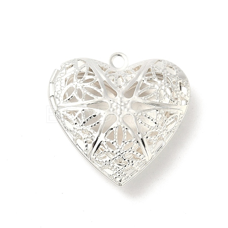 Hollow Heart Brass Locket Pendants KK-K414-12C-S-1