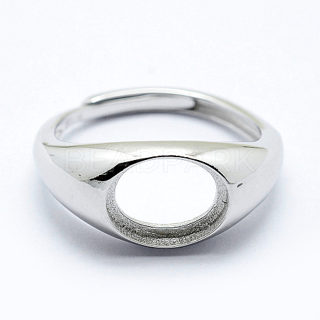 Anti-Tarnish Rhodium Plated 925 Sterling Silver Finger Ring Components STER-G027-02P-1